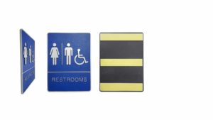 ADA “WASHROOM RESTROOMS – FEMALE + MALE + HANDICAP” SIGN – SIGN032B ADA “WASHROOM RESTROOMS – FEMALE + MALE + HANDICAP” SIGN - SIGN032B