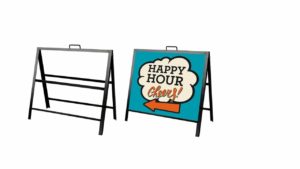 Angled Metal AFRAME008 - 30"W x 24"H - Sandwich Board Heavy Duty Slide-in Sidewalk Signboard for Outdoor Street Advertising