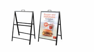 Angled Metal AFRAME011 - 24"W x 32"H - Sandwich Board Heavy Duty Slide-in Sidewalk Signboard for Outdoor Street Advertising
