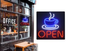 LED PLASTIC NEON COFFEE "OPEN" SIGN - OPENFC0F020