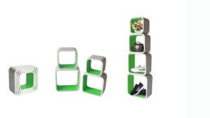 Square 4-Shelves Set – White / Lime Green – SSW001WG Square 4-Shelves Set - White / Lime Green - SSW001WG