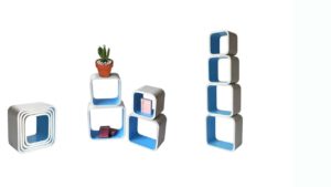 Square 4-Shelves Set – White / Baby Blue – SSW001WB Square 4-Shelves Set - White / Baby Blue - SSW001WB