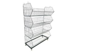 Stacking Metal Wire Basket with Caster (Large)