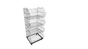 Stacking Metal Wire Basket with Caster (Small) Stacking Metal Wire Basket with Caster (Small)