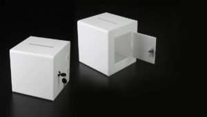 White Acrylic Ballot Box with Lock – BBOX010W White Acrylic Ballot Box with Lock - BBOX010W