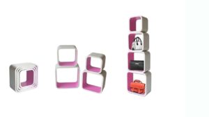 Square 4-Shelves Set – White / Pink – SSW001WP Square 4-Shelves Set - White / Pink - SSW001WP
