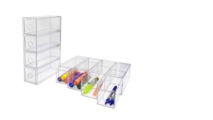 4 SECTION CLEAR PLASTIC DRAWER ORGANIZER 9¾"W X 2½"H - 4CDPO