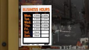 PLASTIC BUSINESS HOUR SIGN PLASTIC BUSINESS HOUR SIGN
