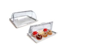 Food serving dome tray with roll-back lid – FST0164 Food serving dome tray with roll-back lid - FST0164