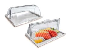 Food serving dome tray with roll-back lid – FST021 Food serving dome tray with roll-back lid - FST021