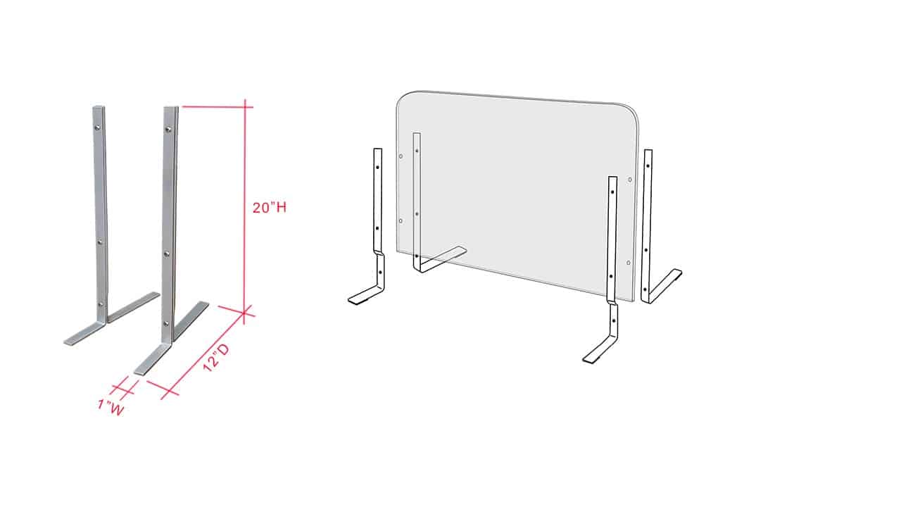 COUNTERTOP METAL BAR “T” SUPPORT - #FBB020S