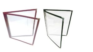 4 View Menu Cover Double Pocket Burgundy/ Dark Green