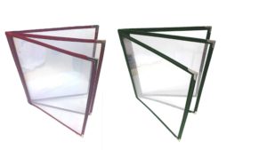 6 View Menu Cover Triple Pocket Burgundy / Dark Green 6 View Menu Cover Triple Pocket Burgundy / Dark Green