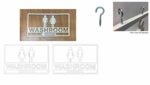 PVC CUT OUT SIGN – WASHROOM WITH PERSONS AND ARROWS PVC CUT OUT SIGN - WASHROOM WITH PERSONS AND ARROWS