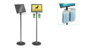 FLOOR SIGN HOLDER WITH DUAL MERCHANDISE HOOKS FLOOR SIGN HOLDER WITH DUAL MERCHANDISE HOOKS