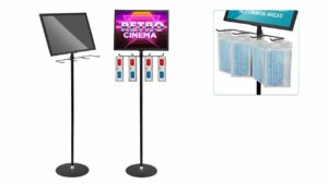 FLOOR SIGN HOLDER WITH FOUR MERCHANDISE HOOKS FLOOR SIGN HOLDER WITH FOUR MERCHANDISE HOOKS
