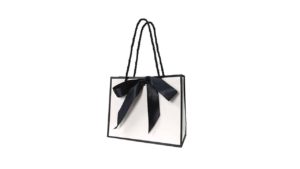 6″H White with Black Ribbon Gift Paper Bag 6"H White with Black Ribbon Gift Paper Bag