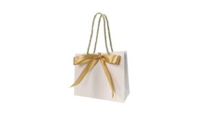 6″H White with gold ribbon Gift Paper Bag 6"H White with gold ribbon Gift Paper Bag