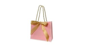 6″H Pink with gold ribbon Gift Paper Bag 6"H Pink with gold ribbon Gift Paper Bag