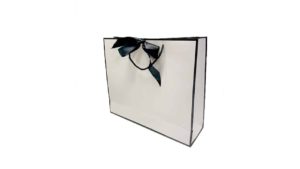 11½"H White with Black Ribbon Gift Paper Bag