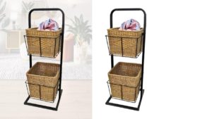 OXFORD - Wicker Basket Stand - bedroom clothing sorter storage