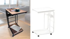 SIDNEY (Medium)- Couch C-Shaped Rolling Side Table w/ Rack (White or Black)-Hospital Bed Table with Storage, Laptop Desk for bed SIDNEY (Medium)- Couch C-Shaped Rolling Side Table w/ Rack (White or Black)-Hospital Bed Table with Storage, Laptop Desk for bed