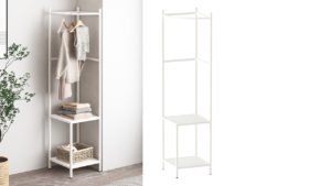 CORNER COAT RACK & SHELF UNIT – Corinne – Freestanding Corner Tree Shelf Entryway Storage for Small Space, also in Black CORNER COAT RACK & SHELF UNIT - Corinne - Freestanding Corner Tree Shelf Entryway Storage for Small Space, also in Black