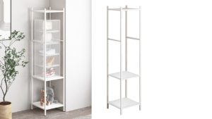 CORNER COAT RACK AND SHELF UNIT – CAMERON – Freestanding Corner Tree Shelf Entryway Storage for Small Space, also in Black CORNER COAT RACK AND SHELF UNIT - CAMERON - Freestanding Corner Tree Shelf Entryway Storage for Small Space, also in Black