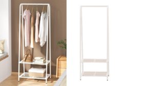 GARMENT RACK & SHELF – GEORGINA – Freestanding Corner Tree Shelf Entryway Storage for Small Space, also in Black GARMENT RACK & SHELF - GEORGINA - Freestanding Corner Tree Shelf Entryway Storage for Small Space, also in Black