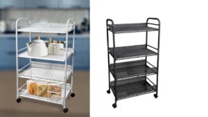 UTILITY METAL MESH SHELF ROLLING RACK – – Kitchen and living room organizer UTILITY METAL MESH SHELF ROLLING RACK - - Kitchen and living room organizer