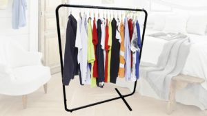 Square Clothing Rack – Aria (Large) – Freestanding Portable Metal garment Storage for Small Space. Square Clothing Rack - Aria (Large) - Freestanding Portable Metal garment Storage for Small Space.
