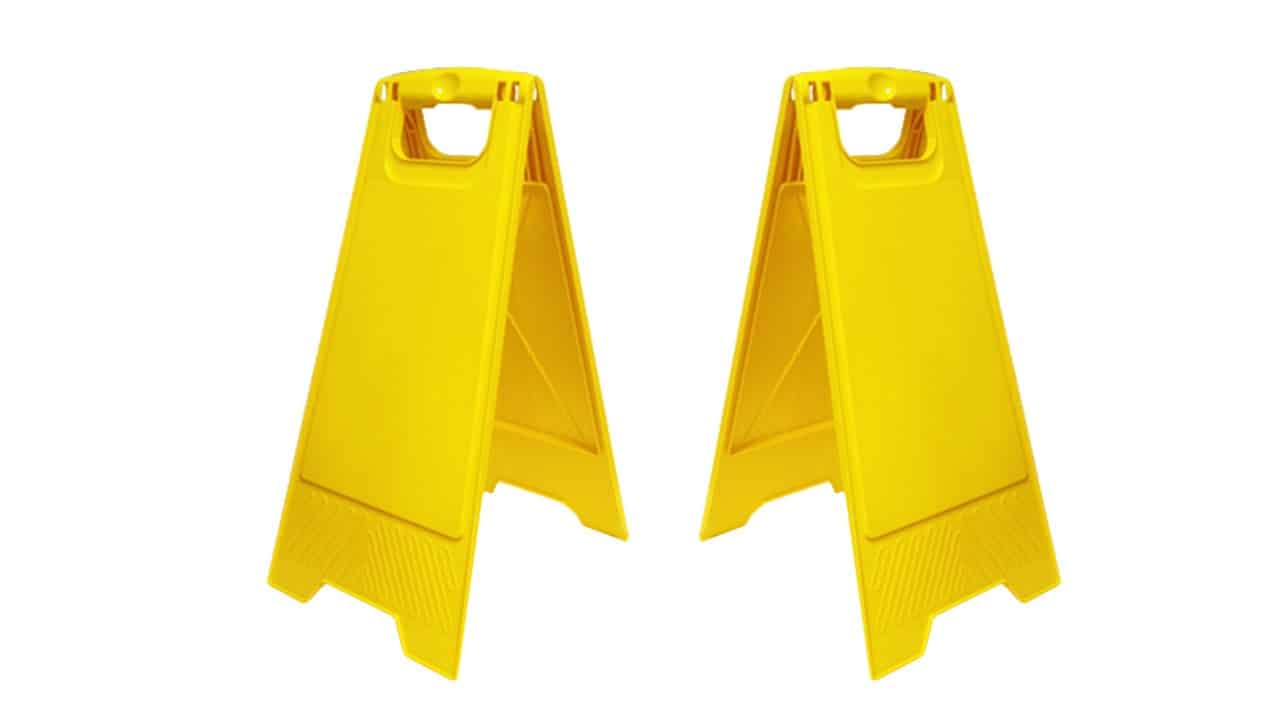 YELLOW TENT SIGN HOLDER - BLANK