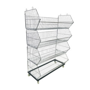 Stacking Metal Wire Basket with Caster (Large)