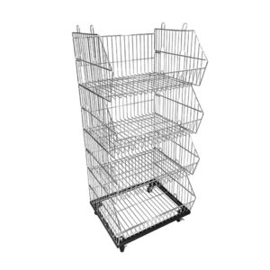 Stacking Metal Wire Basket with Caster (Small)
