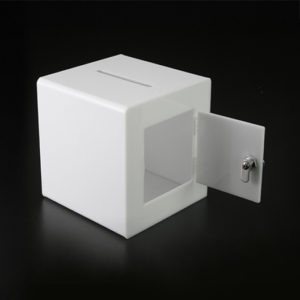 White Acrylic Ballot Box with Lock - BBOX010W