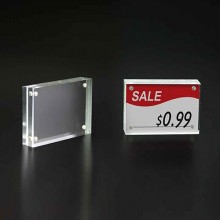 Magnetic Acrylic Block Sign Holder 4"W x 2¾"H - CTS0191