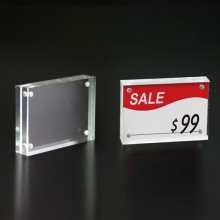 Magnetic Acrylic Block Sign Holder 4"W x 2¾"H - CTS0199