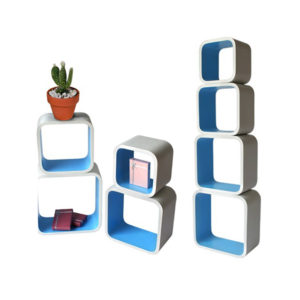 Square 4-Shelves Set - White/Baby Blue - SSW001WB