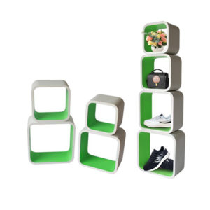 Square 4-Shelves Set - White/Lime Green - SSW001WG