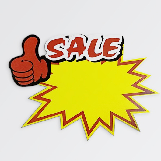 Burst Showcards Sale with Red Thumb