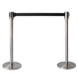 4-Way Crowd Control (Stanchion) Stainless Steel - Black