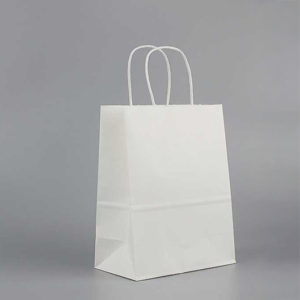 6 Black Twisted Paper Handle Bags 6'' White