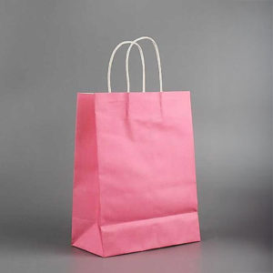 6 Pink Twisted Paper Handle Bags 6'' Pink