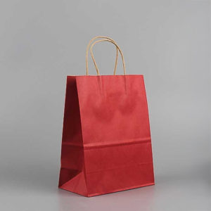 6 Red Twisted Paper Handle Bags 6'' Red