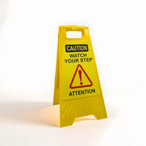 Watch Your Step Yellow Tent Sign Holder - Watch Your Step