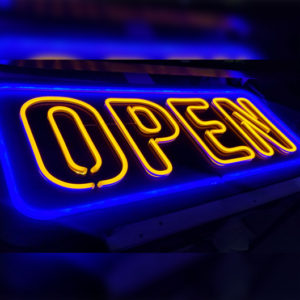 OPEN2019YELLOW LED Plastic Neon "OPEN" Sign