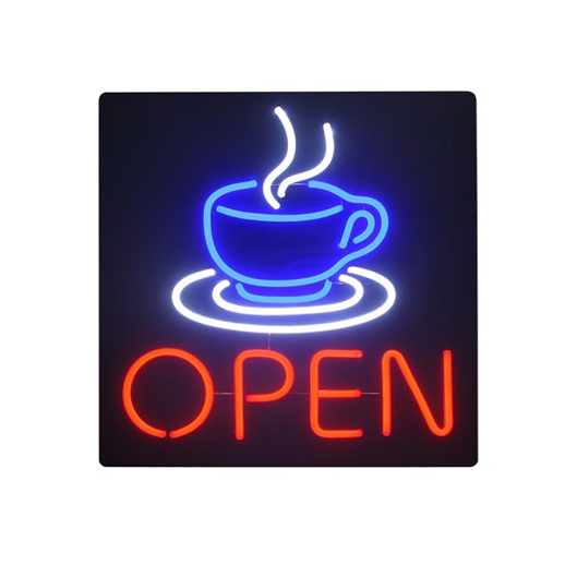 LED Plastic Neon Coffee "OPEN" Sign - OPENFC0F020